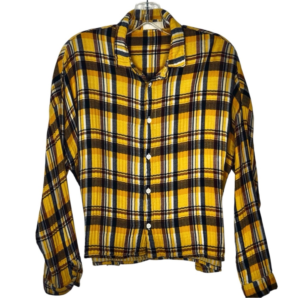 CP Shades Yellow and Brown Plaid Button Down Shirt